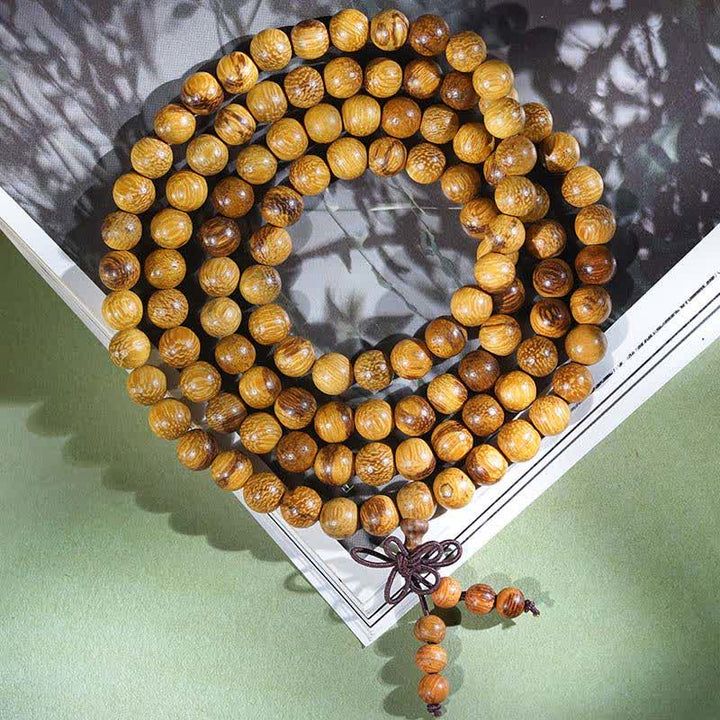 Buddha Stones Mala de 108 perles en marbre et bois naturel Harmony - 8 mm - image 3