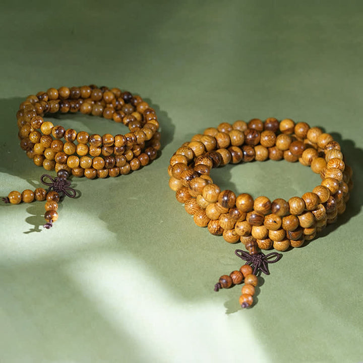 Buddha Stones Mala de 108 perles en marbre et bois naturel Harmony - image 6