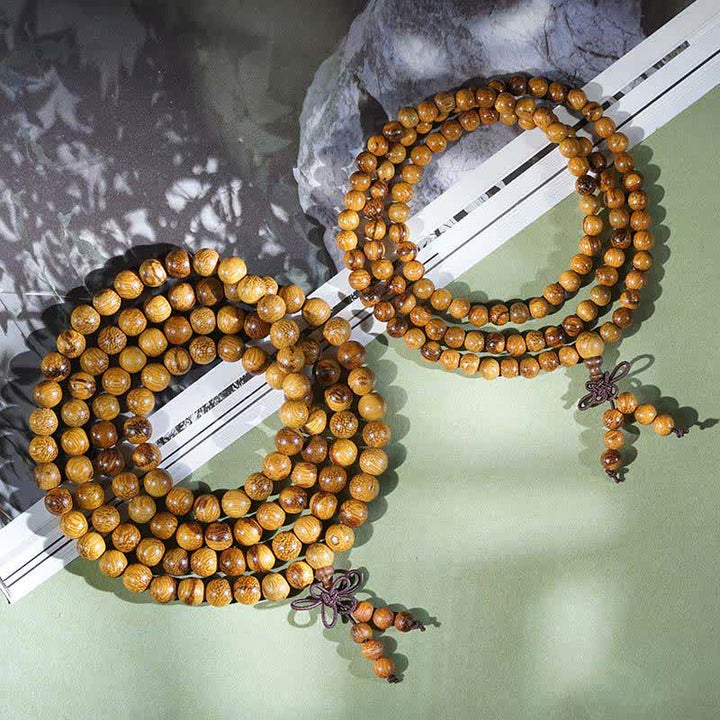 Buddha Stones Mala de 108 perles en marbre et bois naturel Harmony - image 7