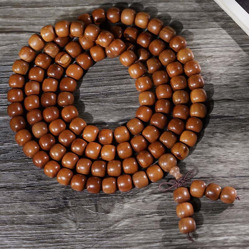 Buddha Stones Mala en bois de jujube naturel, 108 perles - Bois de jujubier (Courage ♥ Force) - image 0