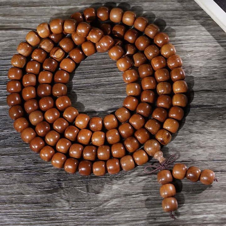 Buddha Stones Mala en bois de jujube naturel, 108 perles - Bois de jujubier (Courage ♥ Force) - image 0
