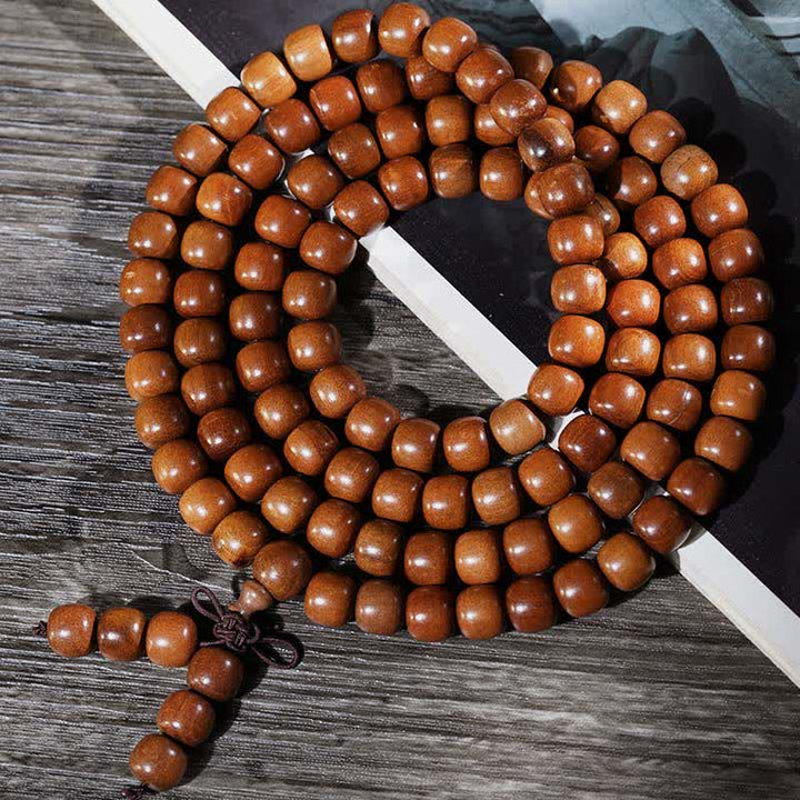 Buddha Stones Mala en bois de jujube naturel, 108 perles - image 1