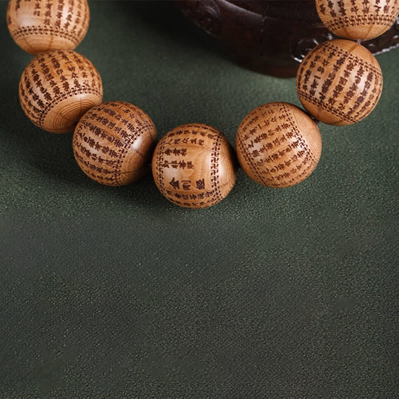 Buddha Stones Bracelet Sutra Om Mani Padme Hum en bois naturel d'Abelia Biflora Cœur de Bois. - image 13