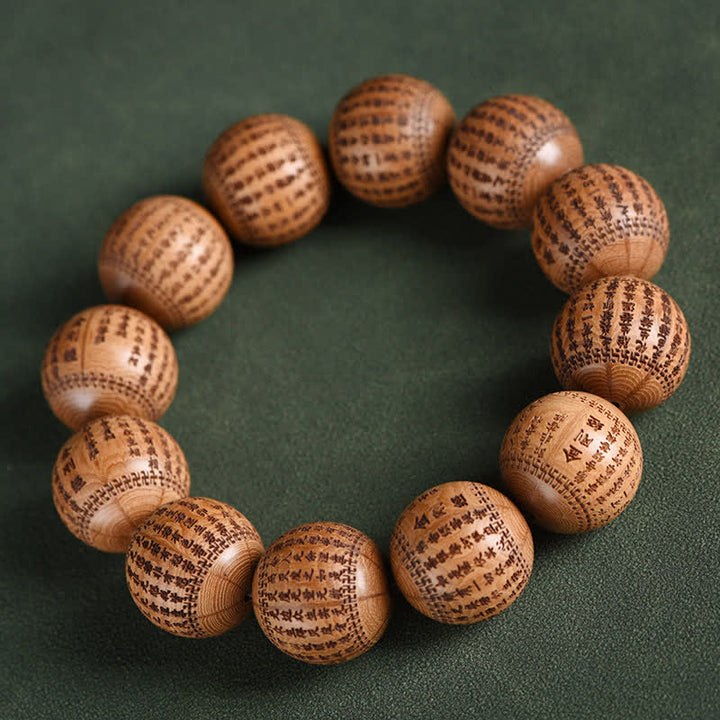 Buddha Stones Bracelet Sutra Om Mani Padme Hum en bois naturel d'Abelia Biflora Cœur de Bois. - Sutra du Diamant - image 7