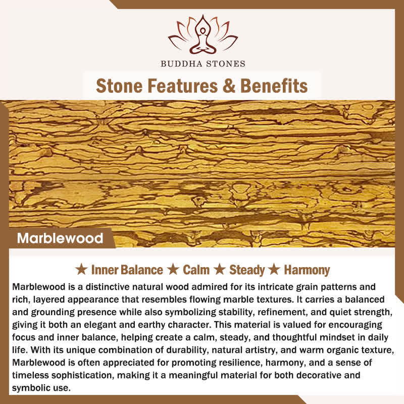 Buddha Stones Mala de 108 perles en marbre et bois naturel Harmony - image 5