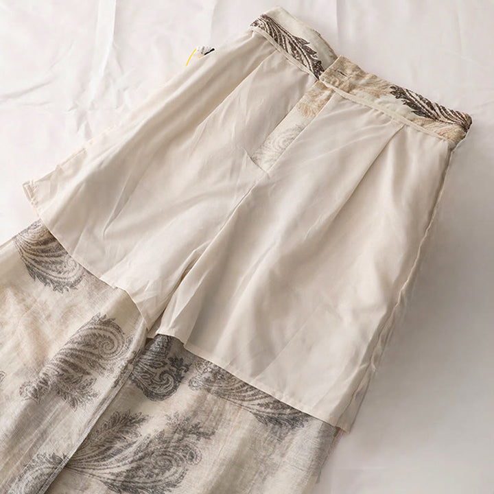 Buddha Stones Pantalon d'été bohème décontracté à motif cachemire avec fermeture éclair et poches, longueur cheville. - image 7