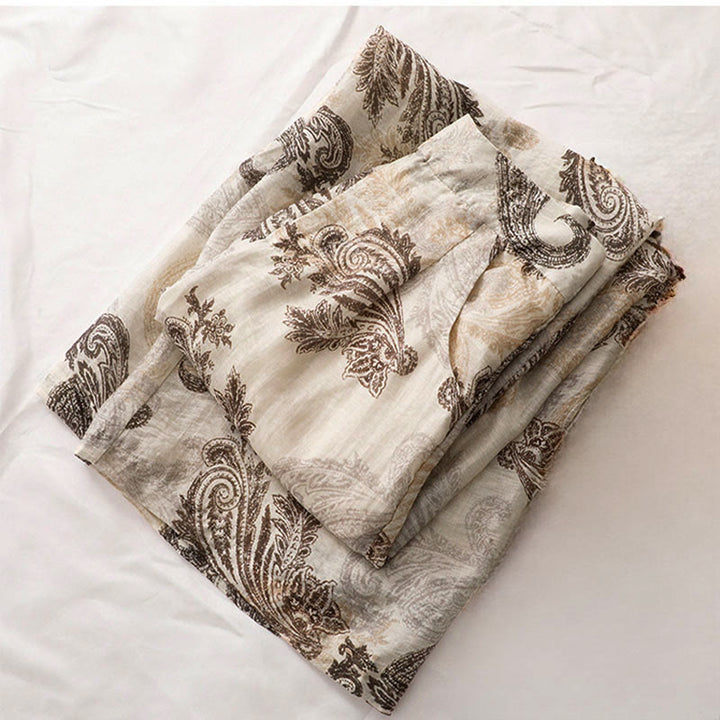 Buddha Stones Pantalon d'été bohème décontracté à motif cachemire avec fermeture éclair et poches, longueur cheville. - image 5