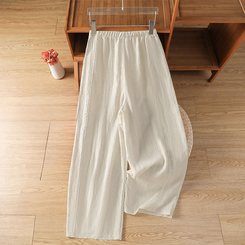 Buddha Stones Pantalon court uni décontracté d'été à cordon de serrage, coupe droite, avec poches - image 1
