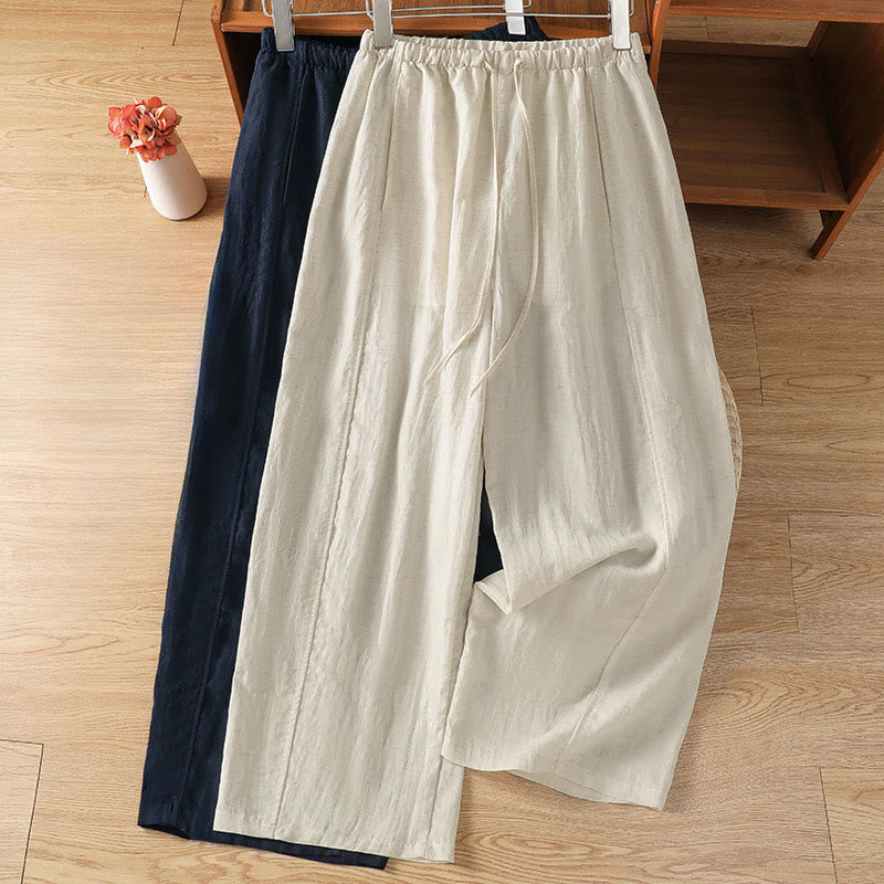 Buddha Stones Pantalon court uni décontracté d'été à cordon de serrage, coupe droite, avec poches - image 14