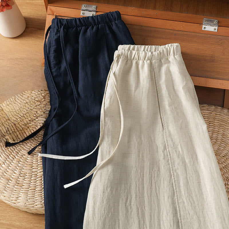 Buddha Stones Pantalon court uni décontracté d'été à cordon de serrage, coupe droite, avec poches - image 15