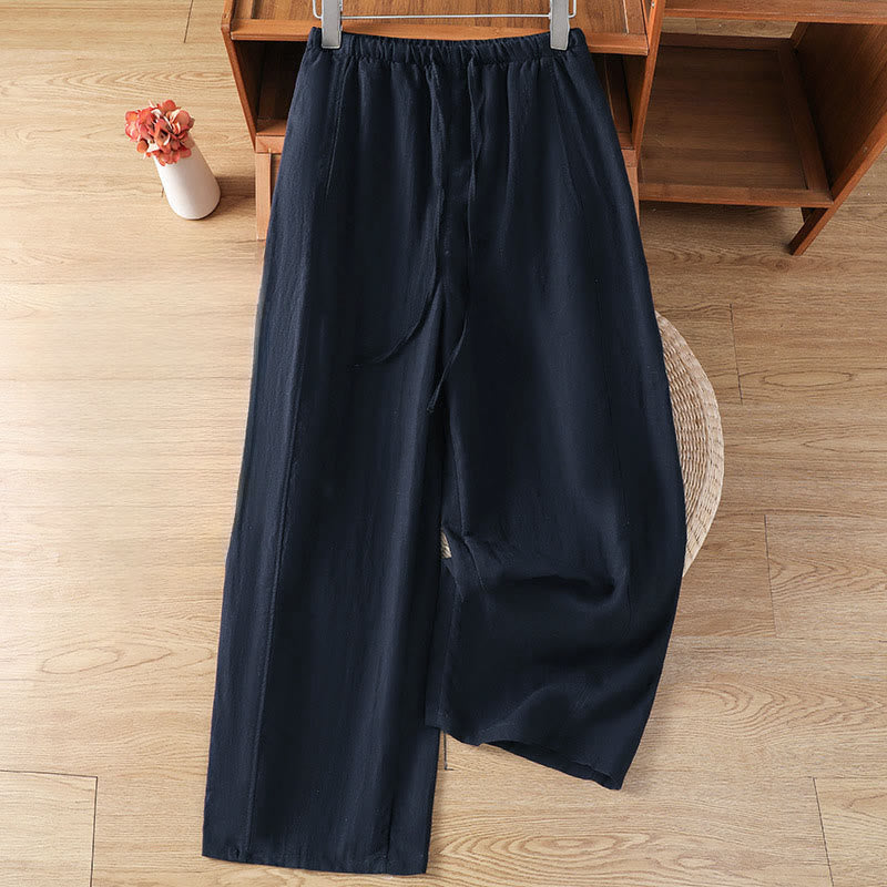 Buddha Stones Pantalon court uni décontracté d'été à cordon de serrage, coupe droite, avec poches - Marine - US8-10, UK/AU12-14, EU40-42 (2XL) - image 8