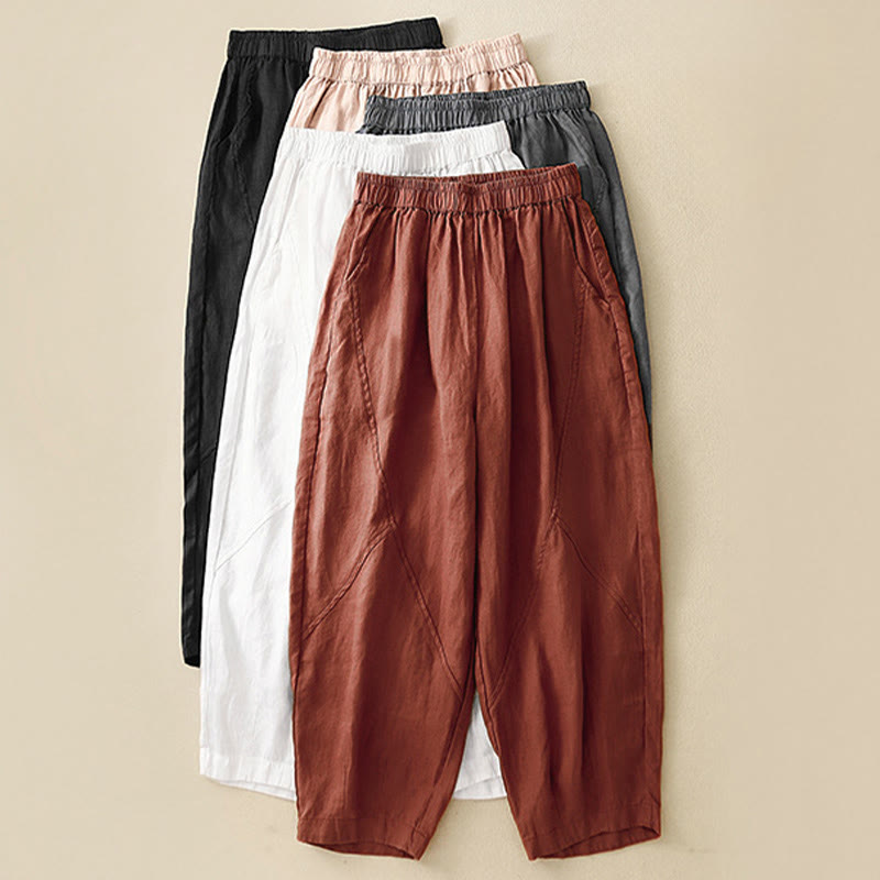 Buddha Stones Pantalon harem court uni minimaliste décontracté pour femme, avec poches, idéal pour le printemps et l'été - image 28