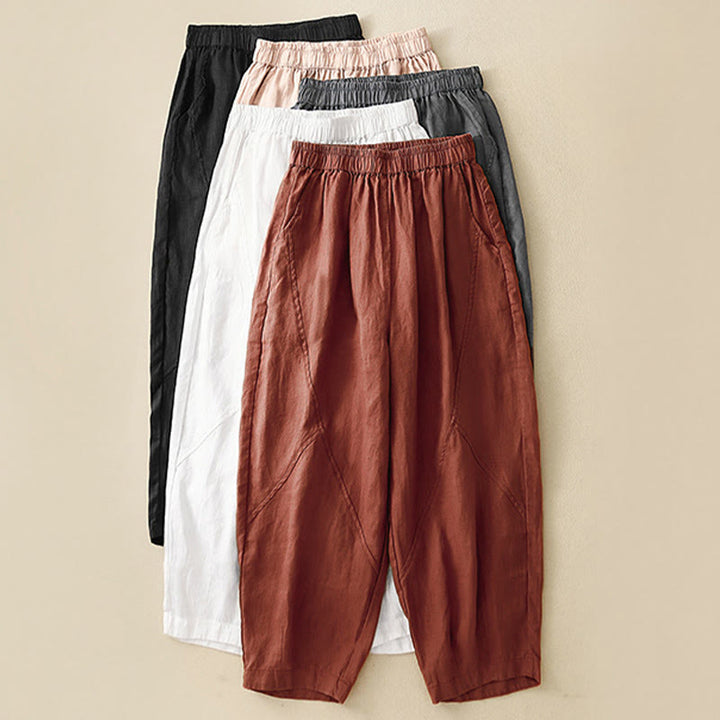 Buddha Stones Pantalon harem court uni minimaliste décontracté pour femme, avec poches, idéal pour le printemps et l'été - image 28