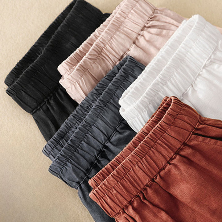 Buddha Stones Pantalon harem court uni minimaliste décontracté pour femme, avec poches, idéal pour le printemps et l'été - image 30