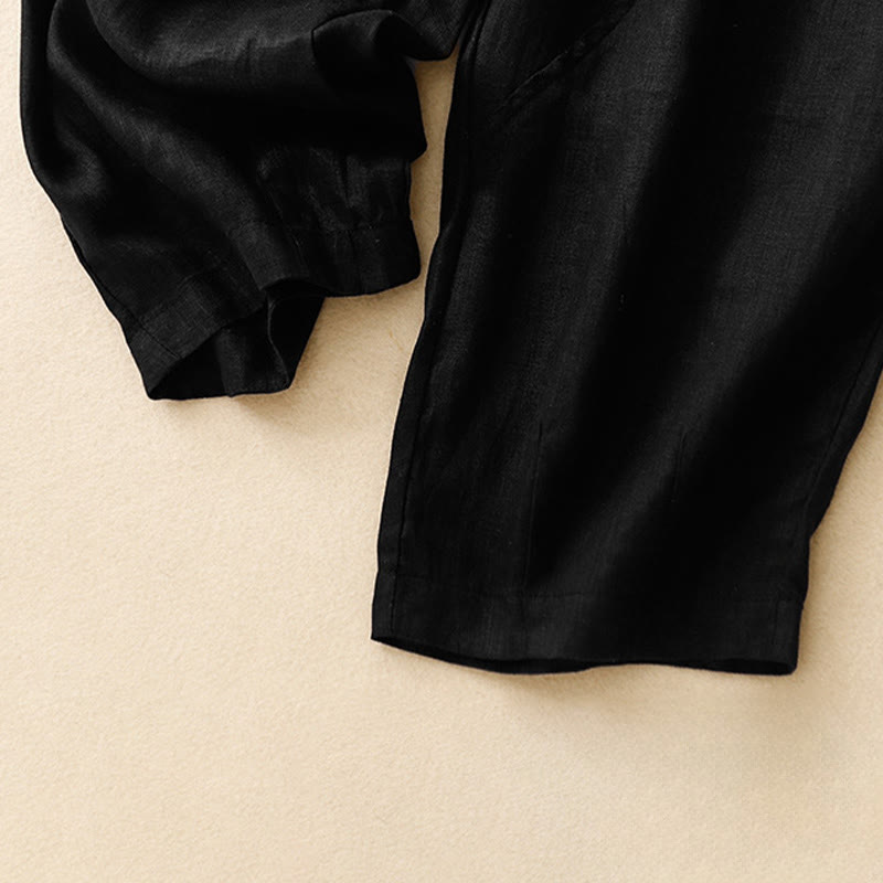 Buddha Stones Pantalon harem court uni minimaliste décontracté pour femme, avec poches, idéal pour le printemps et l'été - image 9