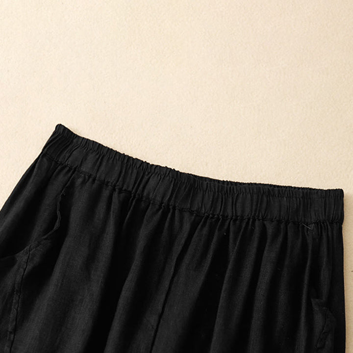 Buddha Stones Pantalon harem court uni minimaliste décontracté pour femme, avec poches, idéal pour le printemps et l'été - image 6