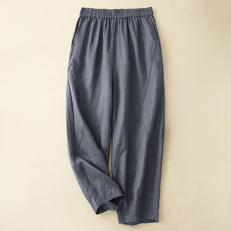 Buddha Stones Pantalon harem court uni minimaliste décontracté pour femme, avec poches, idéal pour le printemps et l'été - Gris ardoise - US8-10, UK/AU12-14, EU40-42 (2XL) - image 18