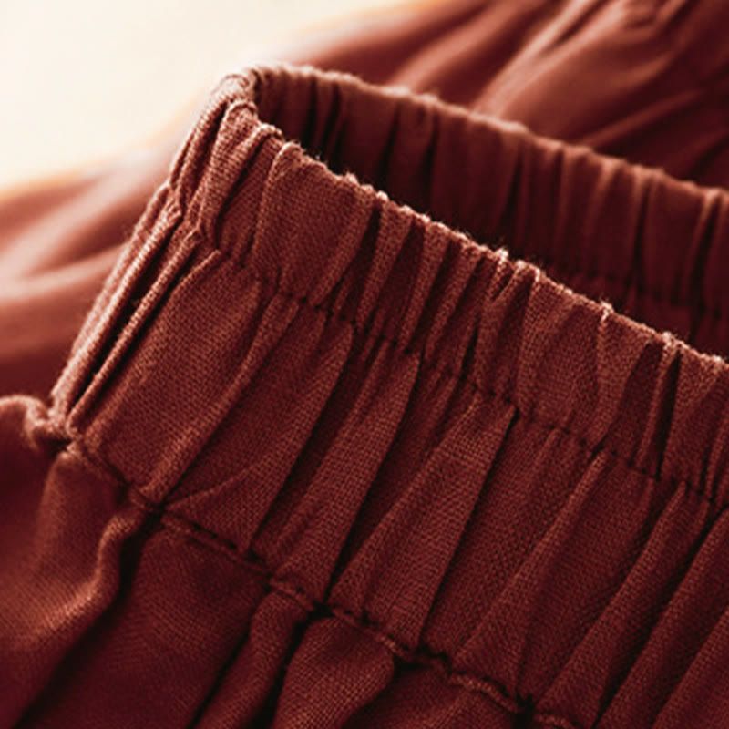 Buddha Stones Pantalon harem court uni minimaliste décontracté pour femme, avec poches, idéal pour le printemps et l'été - image 3