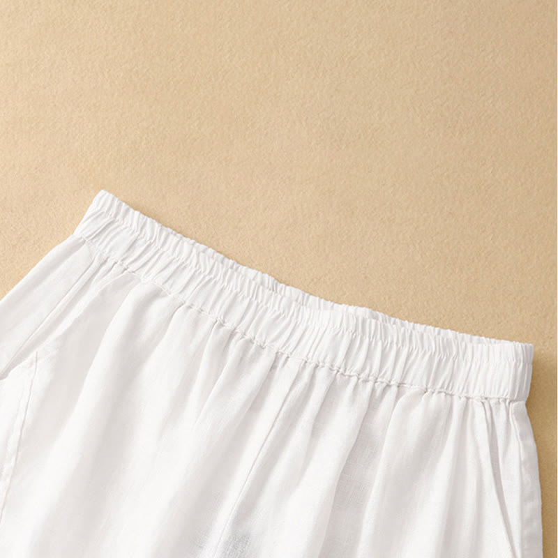 Buddha Stones Pantalon harem court uni minimaliste décontracté pour femme, avec poches, idéal pour le printemps et l'été - image 24