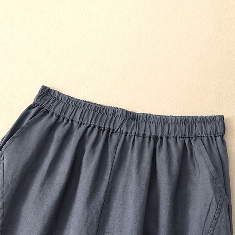 Buddha Stones Pantalon harem court uni minimaliste décontracté pour femme, avec poches, idéal pour le printemps et l'été - image 19