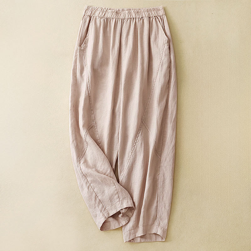Buddha Stones Pantalon harem court uni minimaliste décontracté pour femme, avec poches, idéal pour le printemps et l'été - Blé - US8-10, UK/AU12-14, EU40-42 (2XL) - image 10