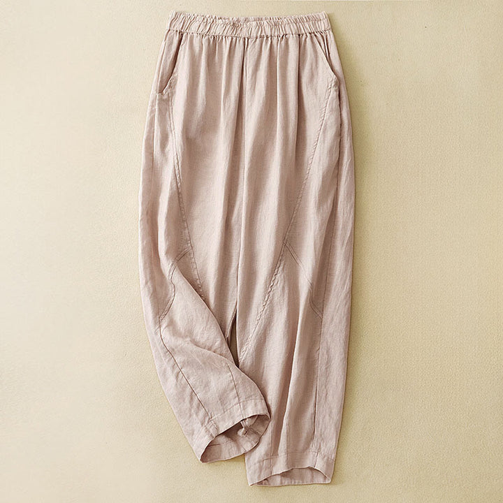 Buddha Stones Pantalon harem court uni minimaliste décontracté pour femme, avec poches, idéal pour le printemps et l'été - Blé - US8-10, UK/AU12-14, EU40-42 (2XL) - image 10