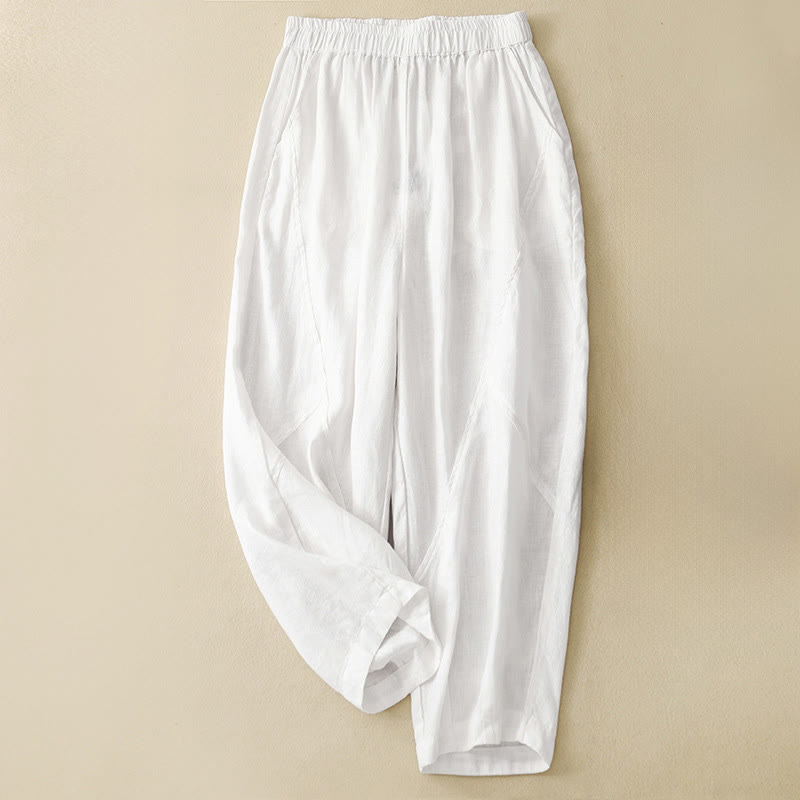 Buddha Stones Pantalon harem court uni minimaliste décontracté pour femme, avec poches, idéal pour le printemps et l'été - Blanc - US8-10, UK/AU12-14, EU40-42 (2XL) - image 23