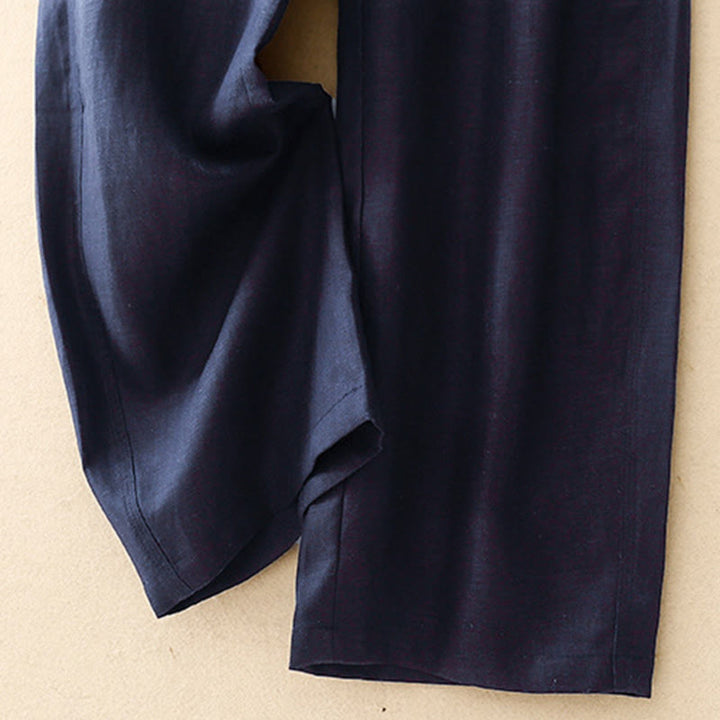 Buddha Stones Pantalon long femme style minimaliste décontracté, coupe droite, fermeture éclair, poches, idéal pour le printemps et l'été. - image 14