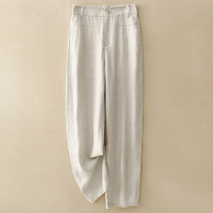 Buddha Stones Pantalon long femme style minimaliste décontracté, coupe droite, fermeture éclair, poches, idéal pour le printemps et l'été. - Beige - US8-10, UK/AU12-14, EU40-42 (2XL) - image 0
