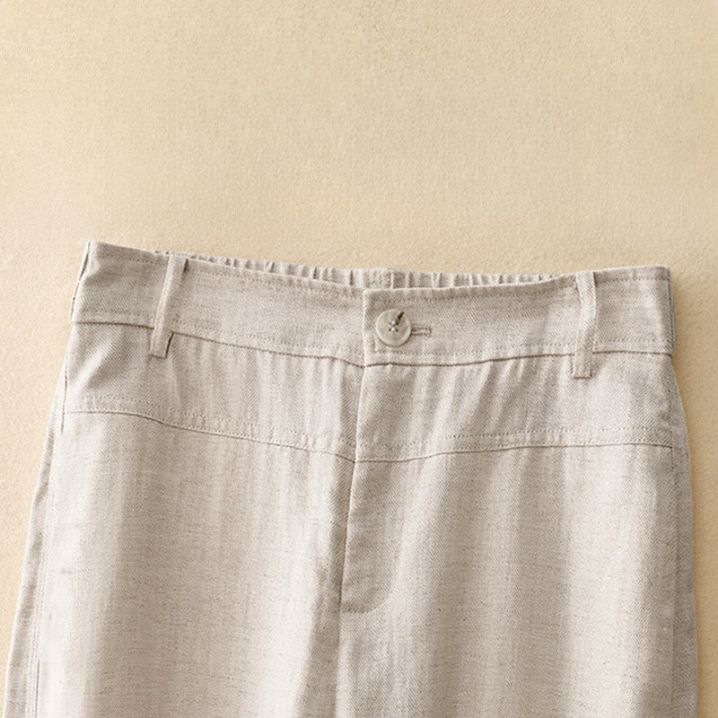 Buddha Stones Pantalon long femme style minimaliste décontracté, coupe droite, fermeture éclair, poches, idéal pour le printemps et l'été. - image 2