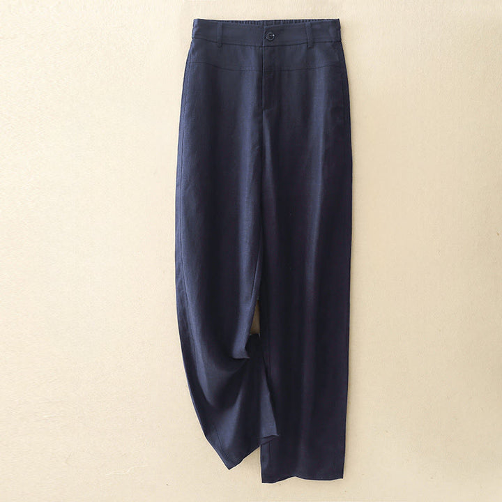 Buddha Stones Pantalon long femme style minimaliste décontracté, coupe droite, fermeture éclair, poches, idéal pour le printemps et l'été. - Bleu nuit - US8-10, UK/AU12-14, EU40-42 (2XL) - image 10