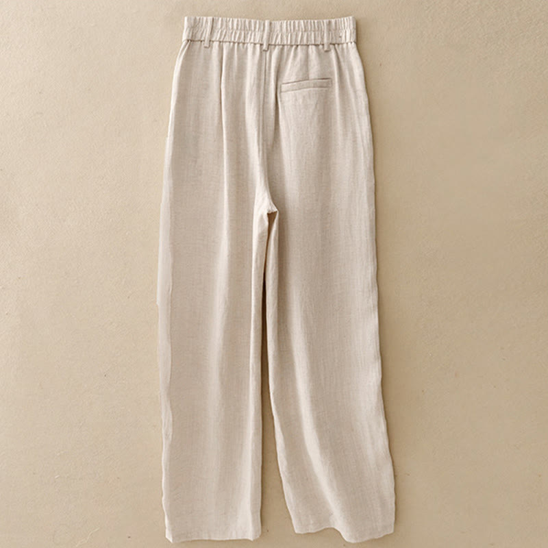 Buddha Stones Pantalon long femme style minimaliste décontracté, coupe droite, fermeture éclair, poches, idéal pour le printemps et l'été. - image 1