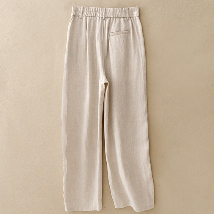 Buddha Stones Pantalon long femme style minimaliste décontracté, coupe droite, fermeture éclair, poches, idéal pour le printemps et l'été. - image 1