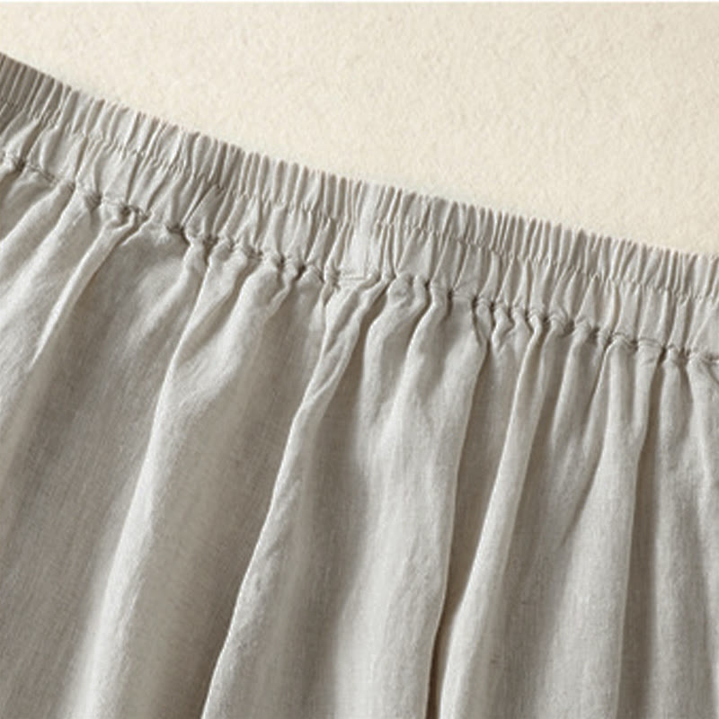 Buddha Stones Pantalon Capri uni minimaliste décontracté printemps-été, coupe droite, avec poches - image 29