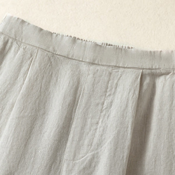 Buddha Stones Pantalon Capri uni minimaliste décontracté printemps-été, coupe droite, avec poches - image 28