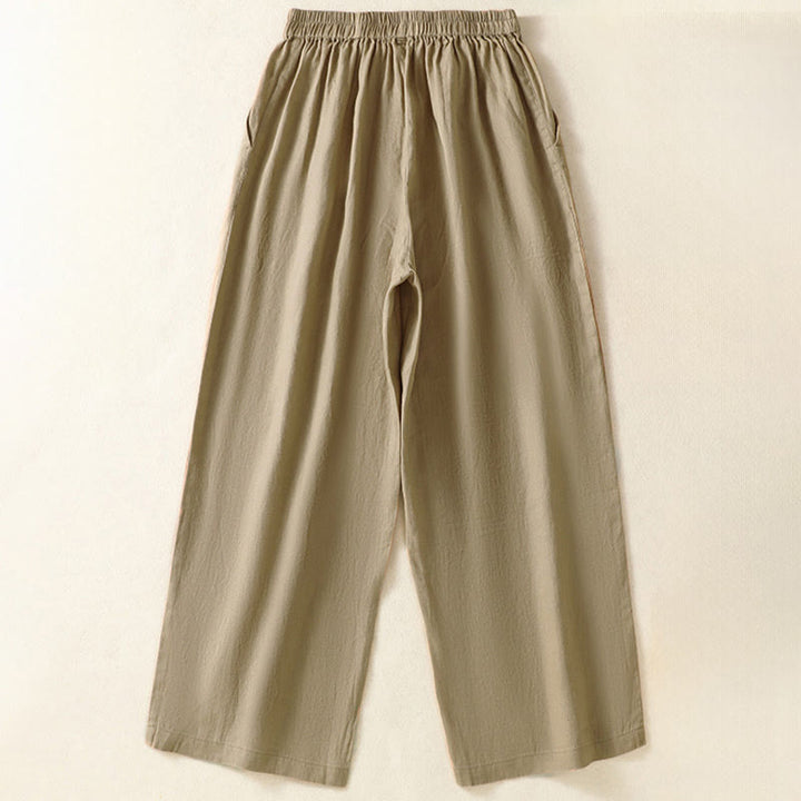 Buddha Stones Pantalon Capri uni minimaliste décontracté printemps-été, coupe droite, avec poches - image 7