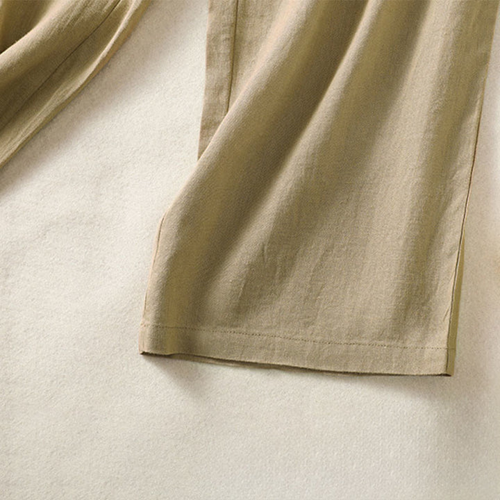 Buddha Stones Pantalon Capri uni minimaliste décontracté printemps-été, coupe droite, avec poches - image 11