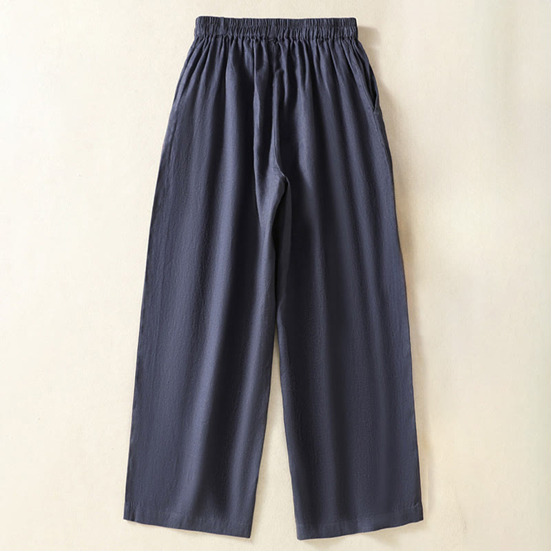 Buddha Stones Pantalon Capri uni minimaliste décontracté printemps-été, coupe droite, avec poches - image 13