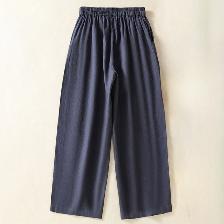 Buddha Stones Pantalon Capri uni minimaliste décontracté printemps-été, coupe droite, avec poches - image 13