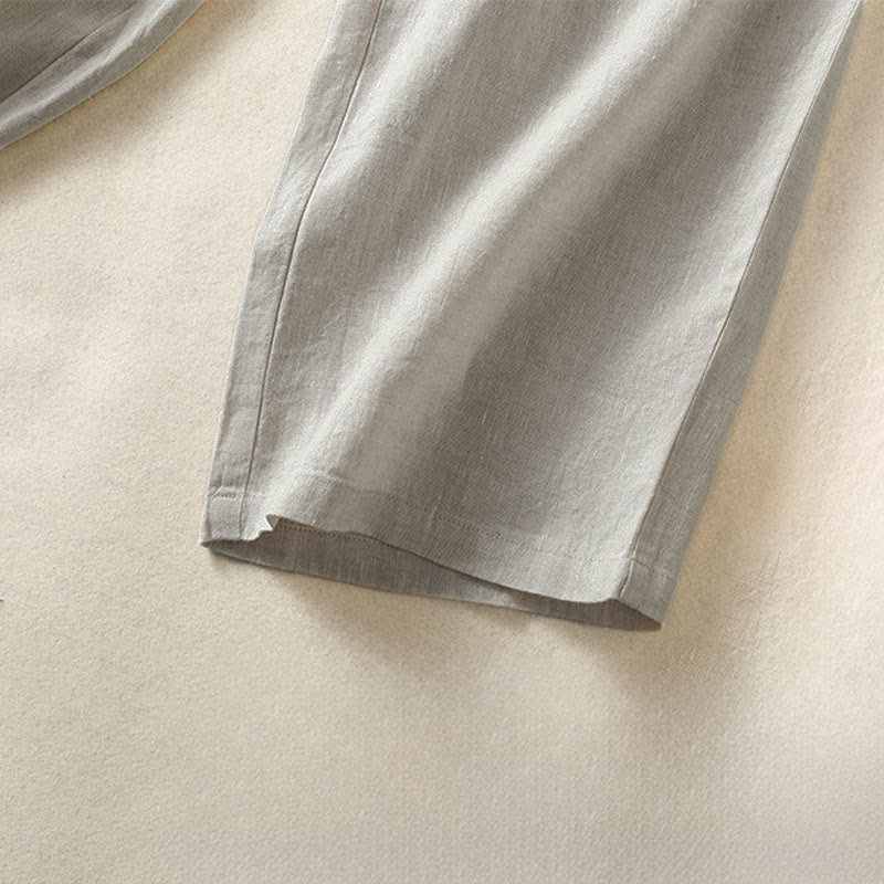 Buddha Stones Pantalon Capri uni minimaliste décontracté printemps-été, coupe droite, avec poches - image 35