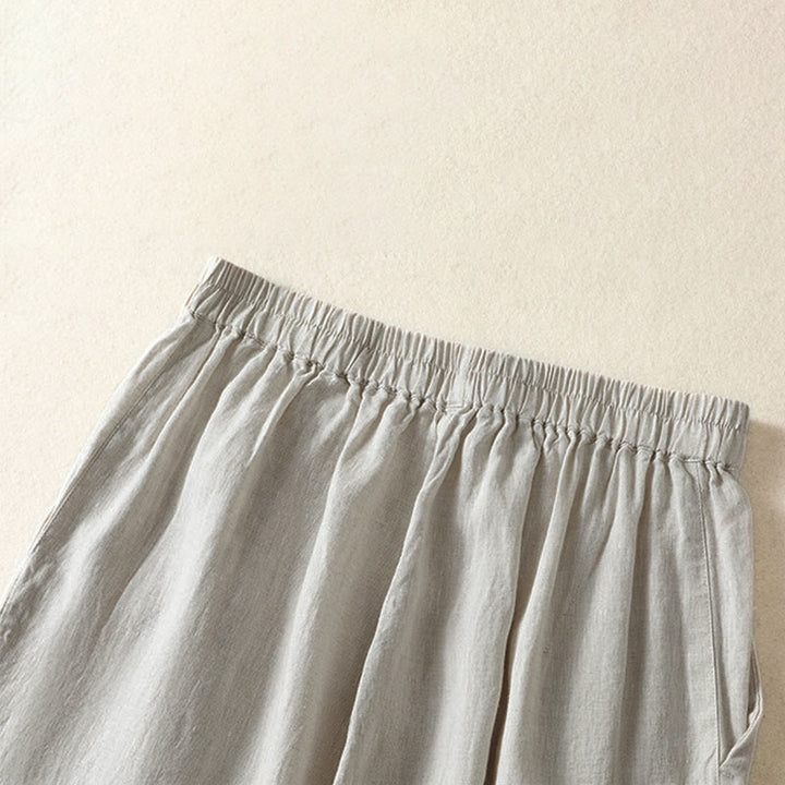 Buddha Stones Pantalon Capri uni minimaliste décontracté printemps-été, coupe droite, avec poches - image 27