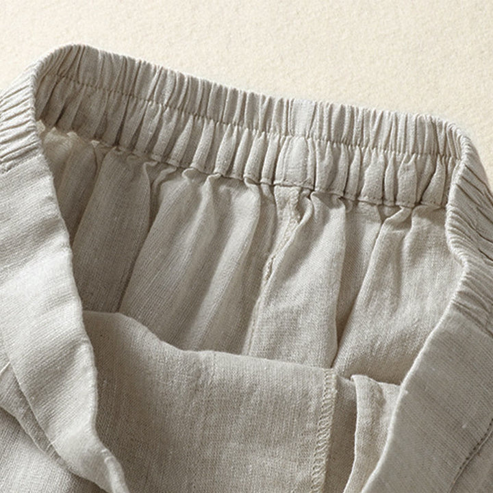 Buddha Stones Pantalon Capri uni minimaliste décontracté printemps-été, coupe droite, avec poches - image 33
