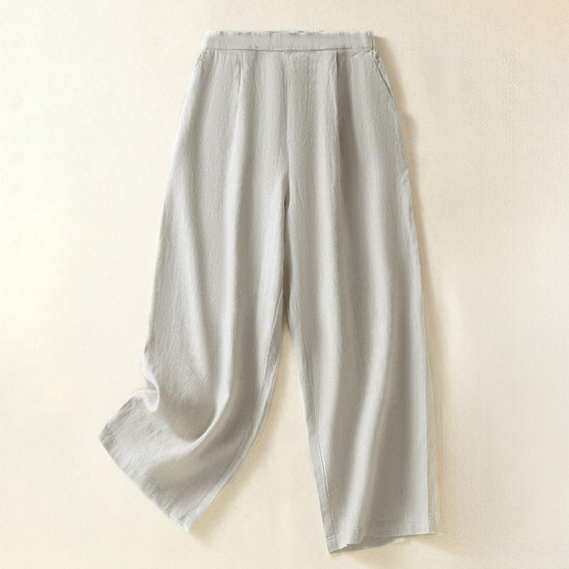 Buddha Stones Pantalon Capri uni minimaliste décontracté printemps-été, coupe droite, avec poches - Beige - US8-10, UK/AU12-14, EU40-42 (2XL) - image 24