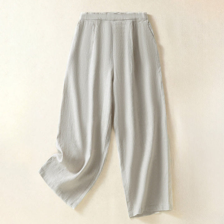 Buddha Stones Pantalon Capri uni minimaliste décontracté printemps-été, coupe droite, avec poches - Beige - US8-10, UK/AU12-14, EU40-42 (2XL) - image 24