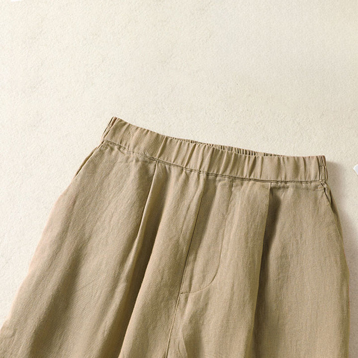 Buddha Stones Pantalon Capri uni minimaliste décontracté printemps-été, coupe droite, avec poches - image 8