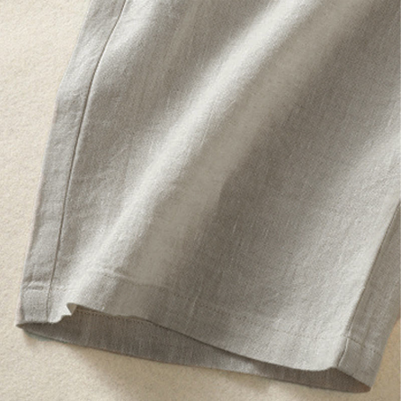 Buddha Stones Pantalon Capri uni minimaliste décontracté printemps-été, coupe droite, avec poches - image 34