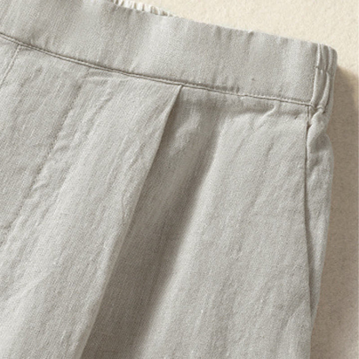 Buddha Stones Pantalon Capri uni minimaliste décontracté printemps-été, coupe droite, avec poches - image 31