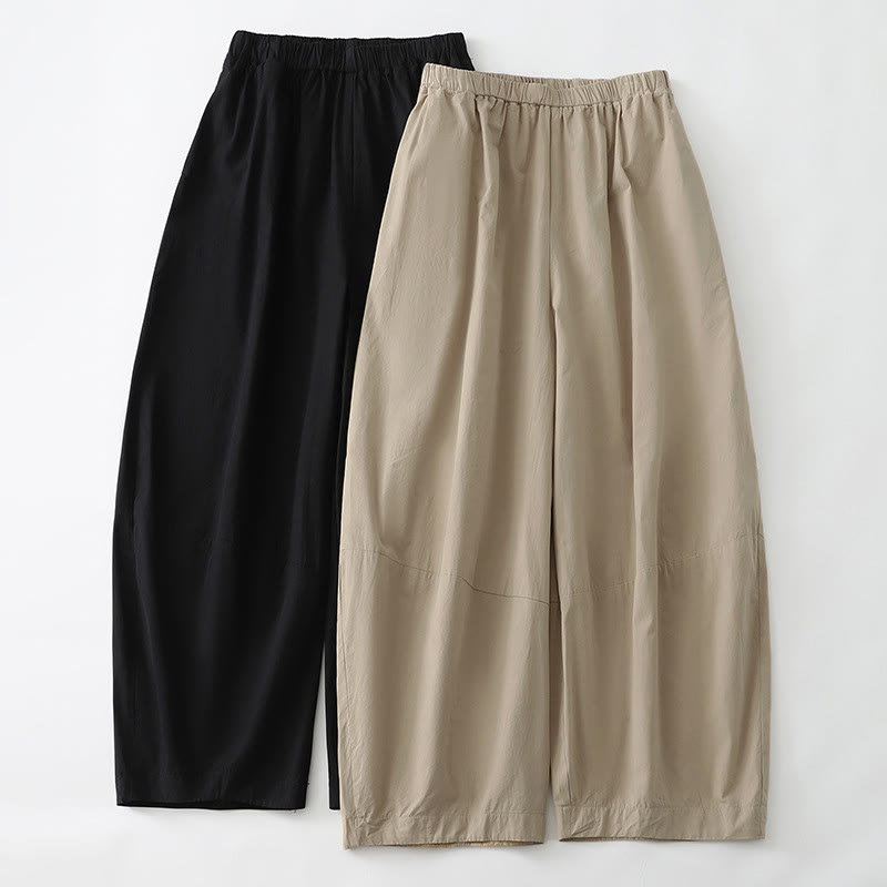 Buddha Stones Pantalon sarouel court uni, décontracté et minimaliste, style été, avec poches - image 10