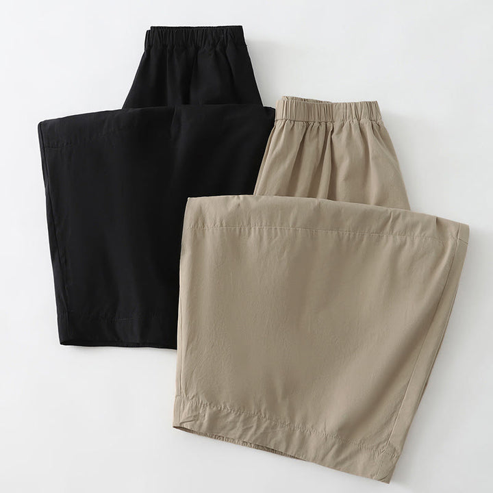 Buddha Stones Pantalon sarouel court uni, décontracté et minimaliste, style été, avec poches - image 11