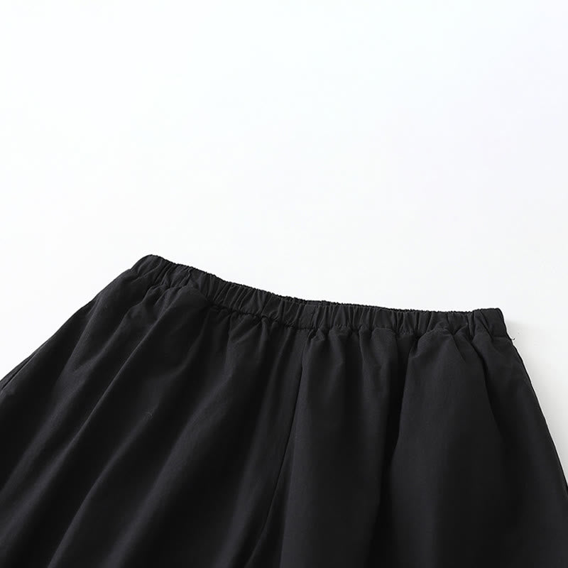 Buddha Stones Pantalon sarouel court uni, décontracté et minimaliste, style été, avec poches - image 7